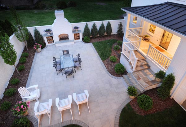 Aerial view of the courtyard of this luxury Mossy Ridge sustainable home