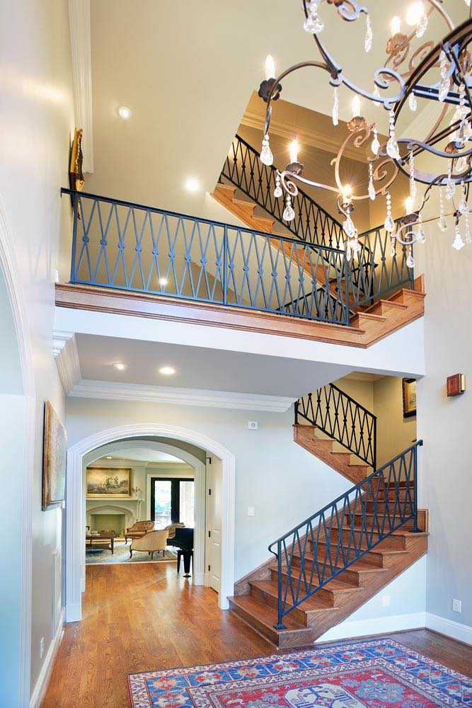 Elegant Staircase in Eco Friendly Build by Mossy Ridge Construction in Nashville